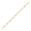 Oval Link Bracelet with Link Details in 14k Yellow and White Gold